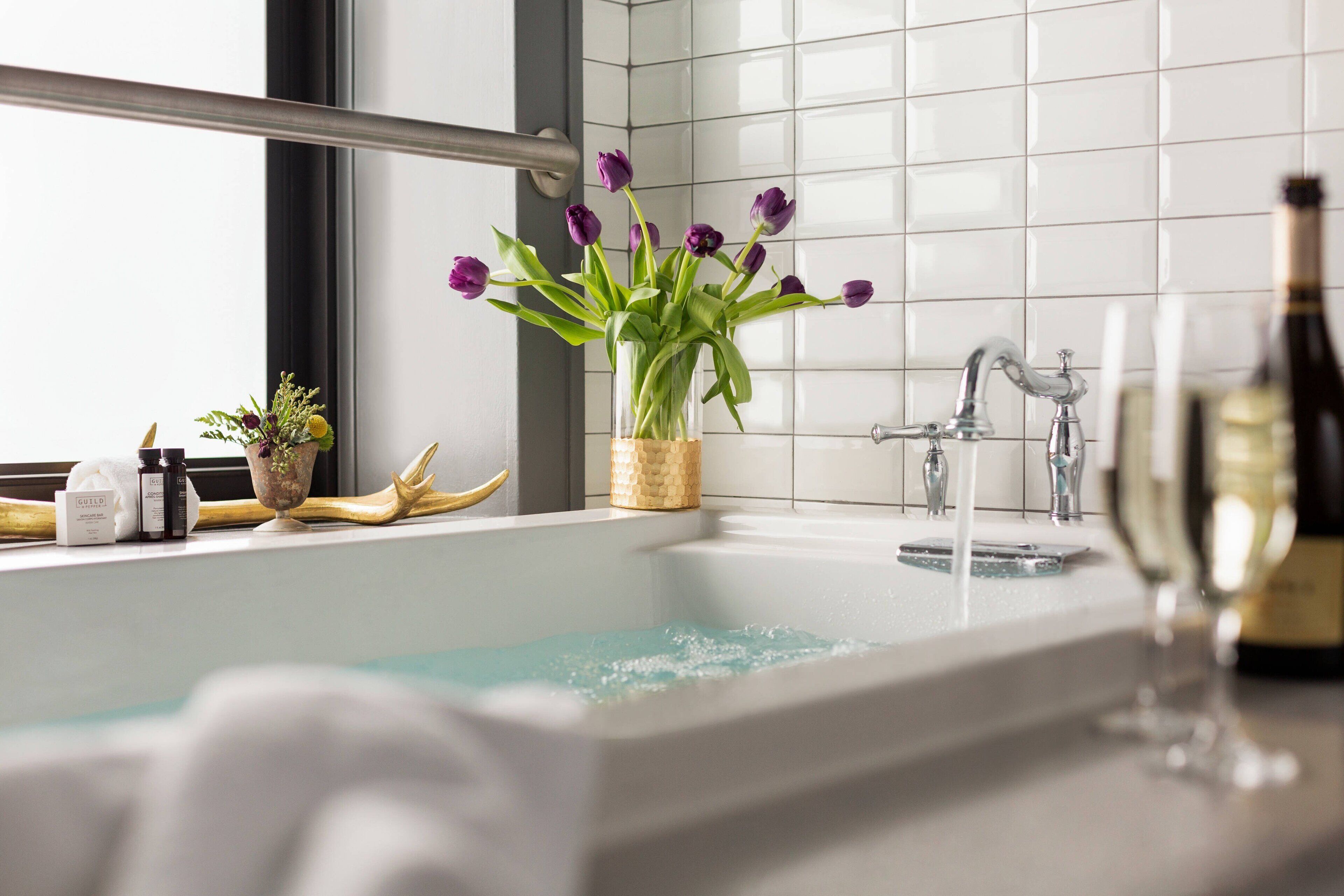 free toiletries, hair dryer, bathrobes, towels