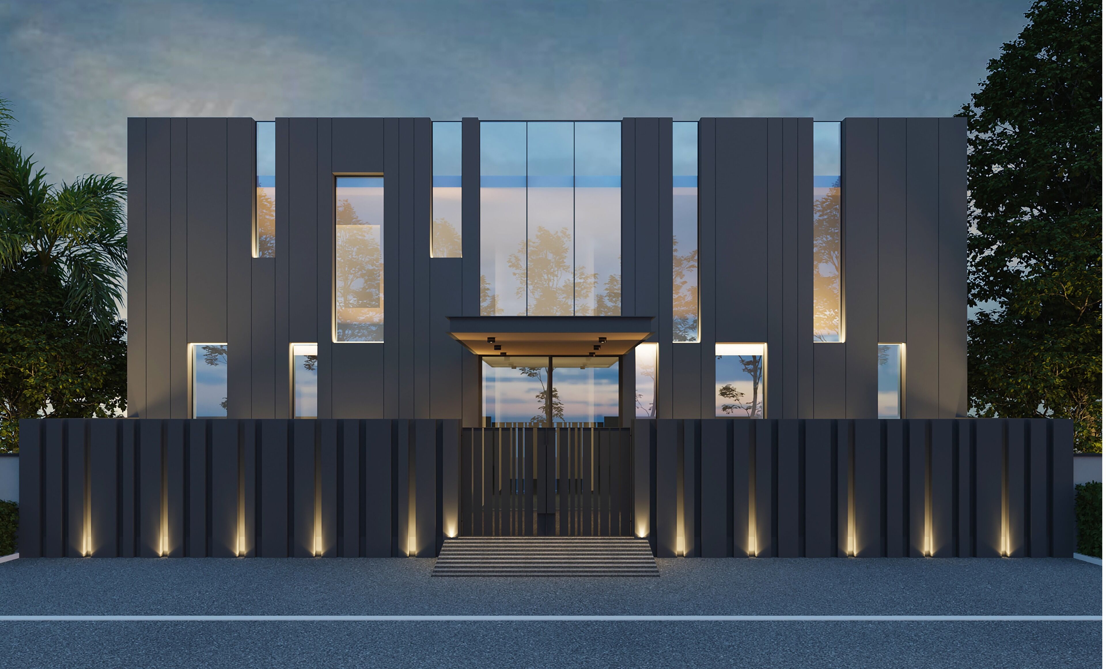 Front of property – evening/night