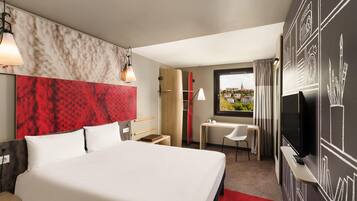 In-room safe, desk, laptop workspace, blackout curtains