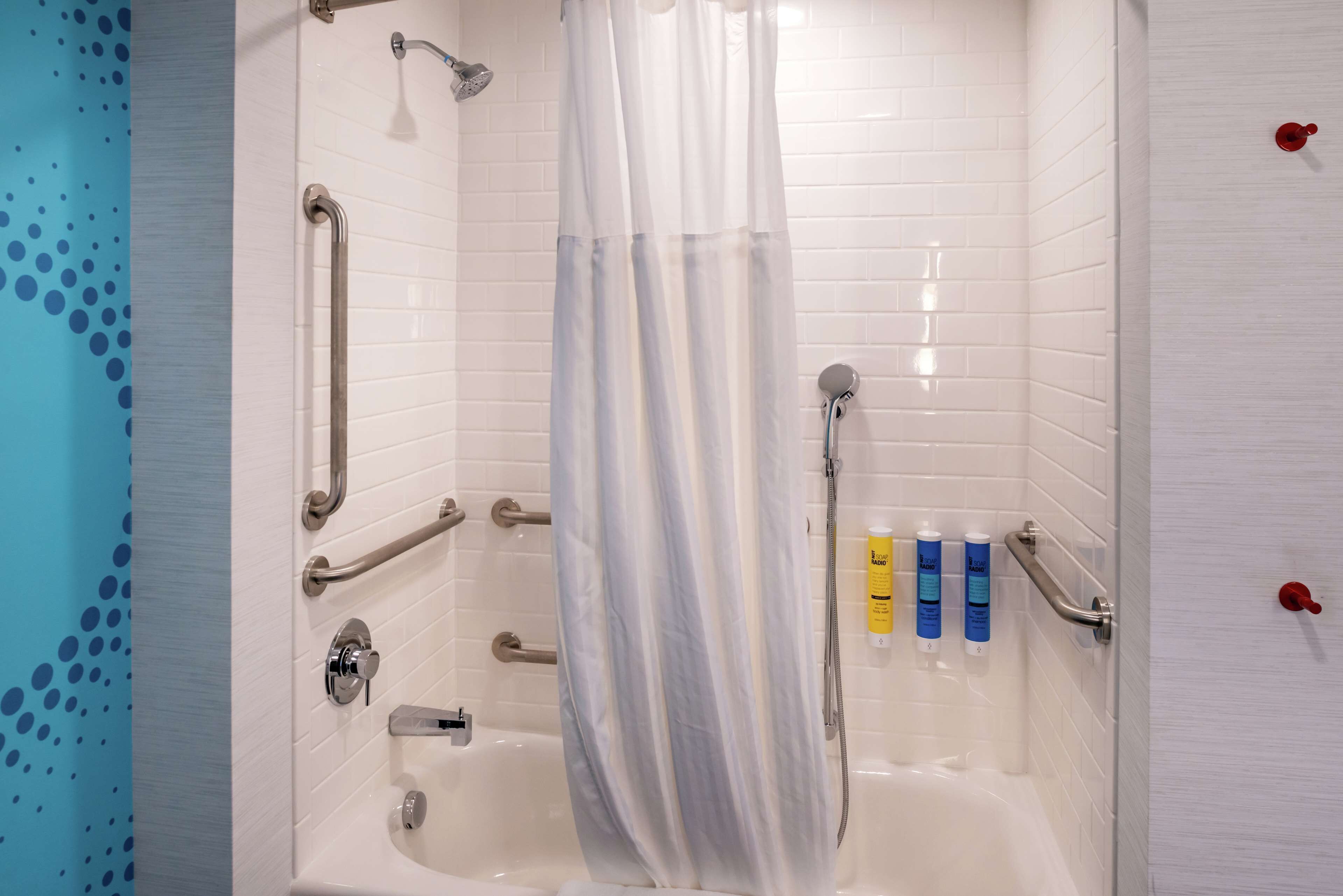 free toiletries, hair dryer, towels, soap