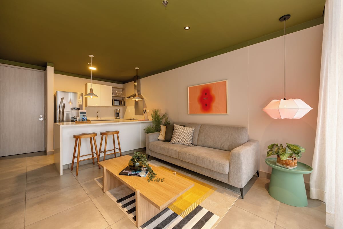 Deluxe Apartment 804 | Living area | 32-inch plasma TV with cable channels, TV