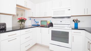 Deluxe Condo, Patio, Sea View | Private kitchen | Fridge, microwave, oven, stovetop