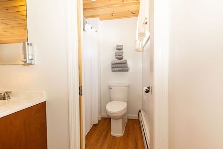 Comfort Room, 2 Double Beds, Non Smoking (Two Double Beds) | Bathroom | Combined shower/tub, hydromassage showerhead, hair dryer, towels. West Bethel Motel