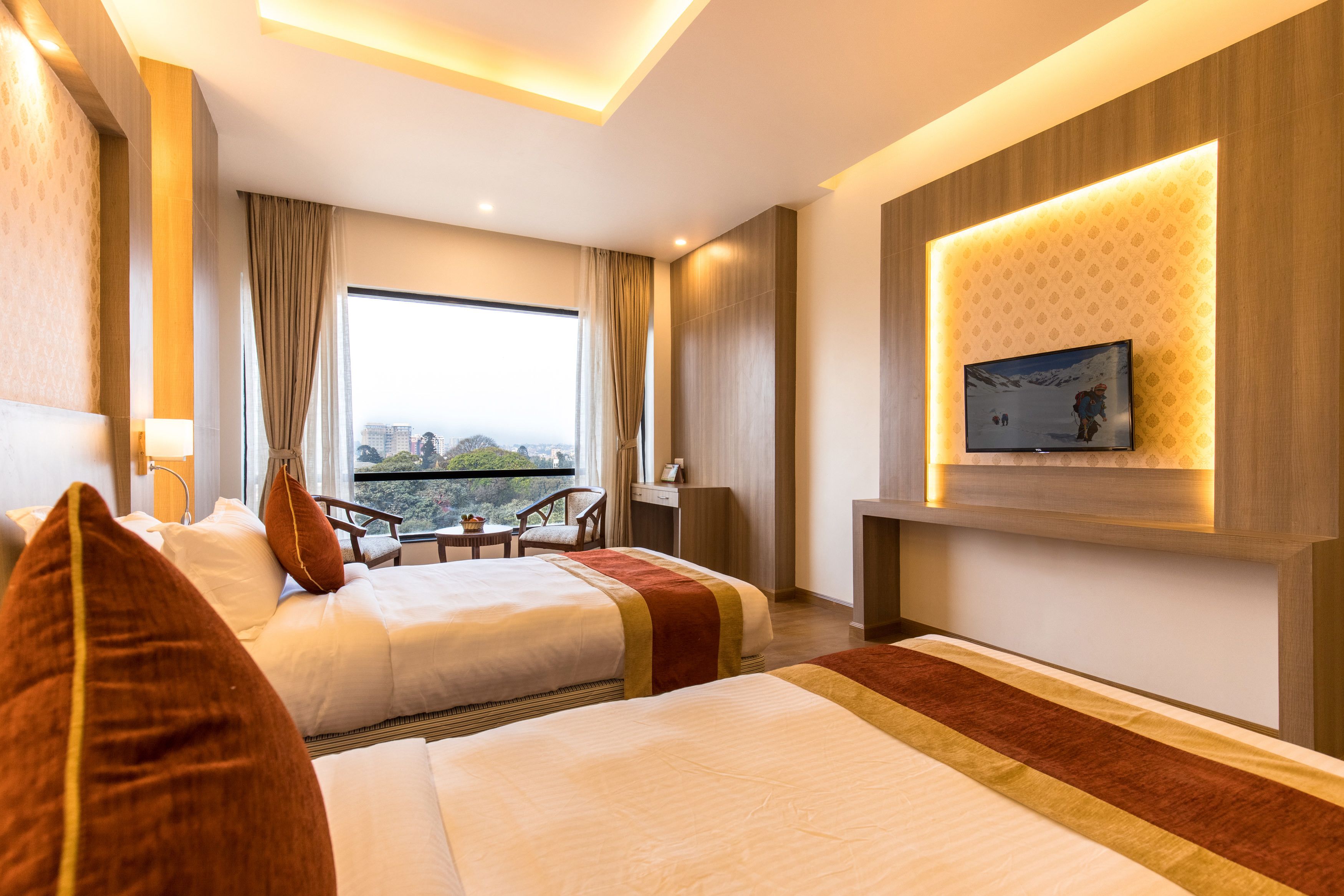 minibar, desk, laptop workspace, soundproofing