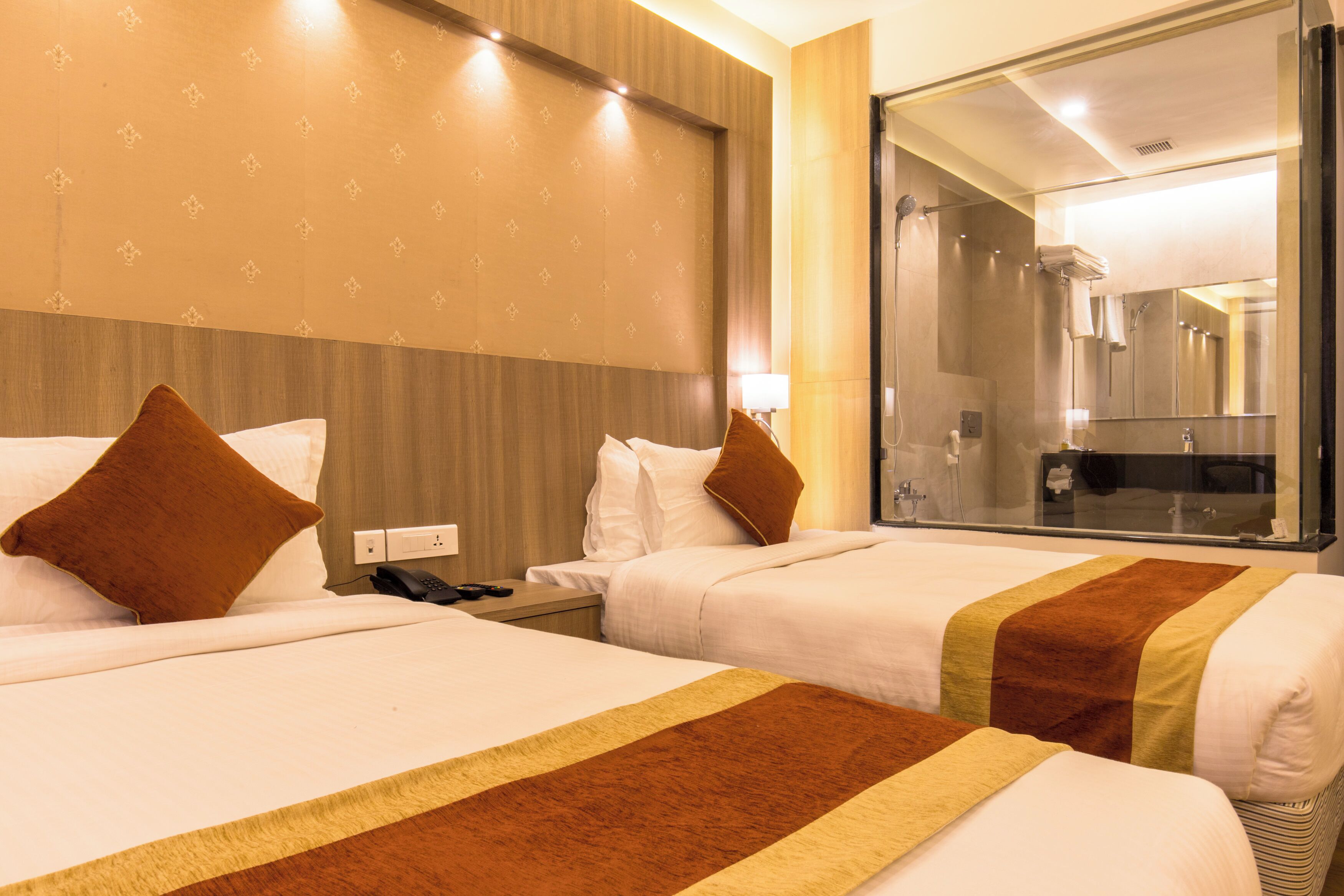 minibar, desk, laptop workspace, soundproofing