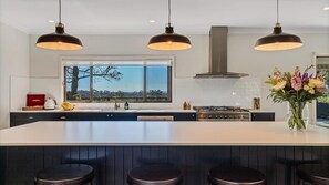 4 Bedroom Farmhouse | Private kitchen | Full-size fridge, microwave, oven, stovetop