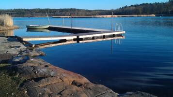 Di pantai, selancar angin, berkayak, dan naik kapal motor