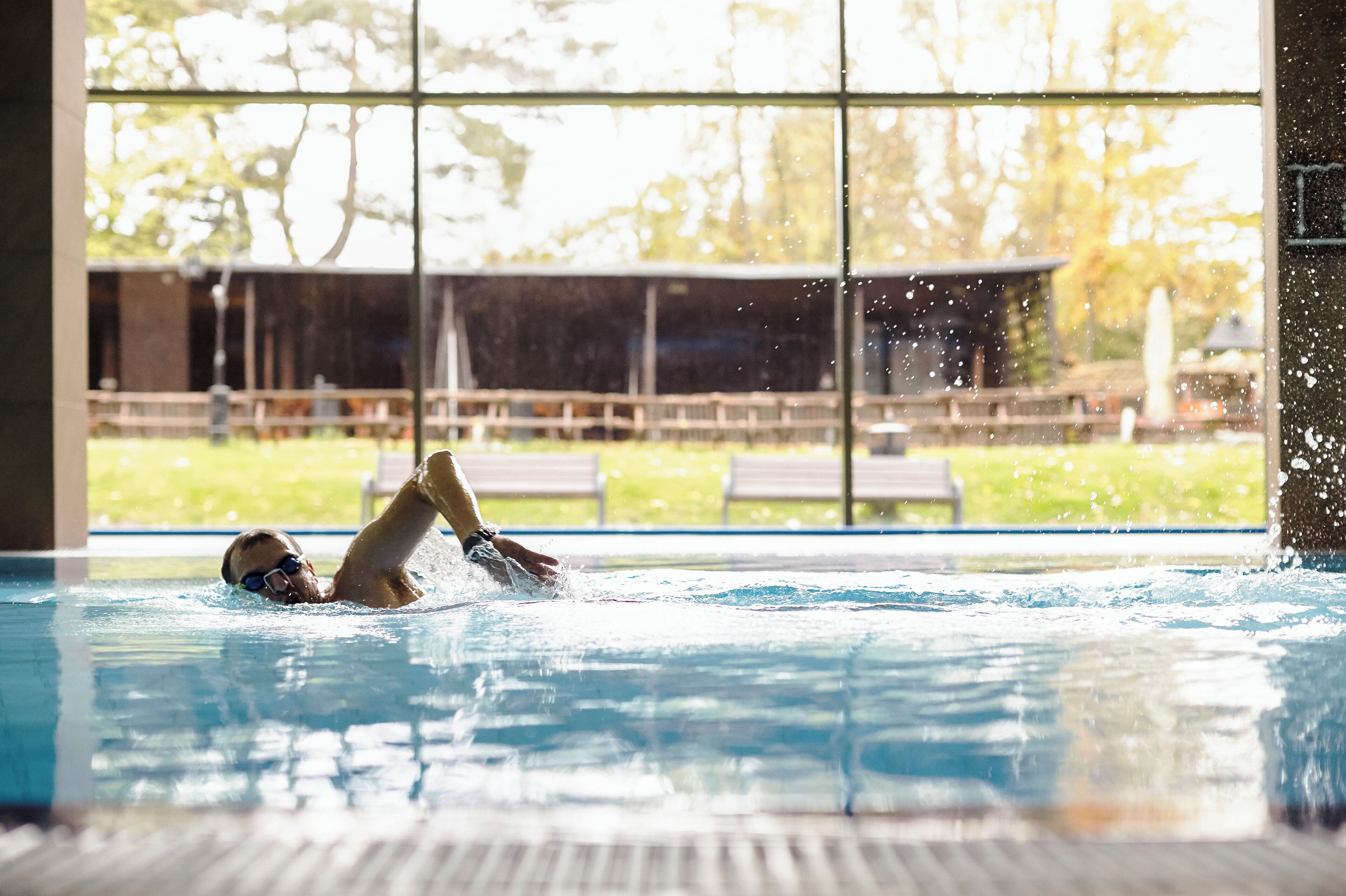 Indoor pool, open 8:00 AM to 10:00 PM, sun loungers, lifeguards on site