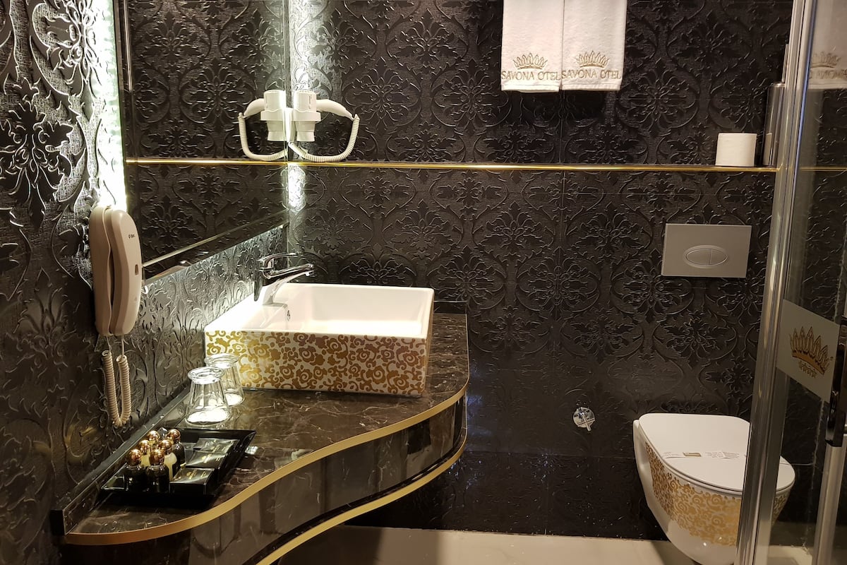 shower, free toiletries, hair dryer, slippers