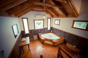 Honeymoon Cottage | Bathroom | Separate tub and shower, deep soaking tub, rainfall showerhead