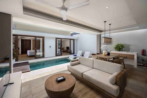 Deluxe Villa, 2 Bedrooms, Private Pool | Living area | Flat-screen TV - Cross Bali Breakers (Jimbaran)