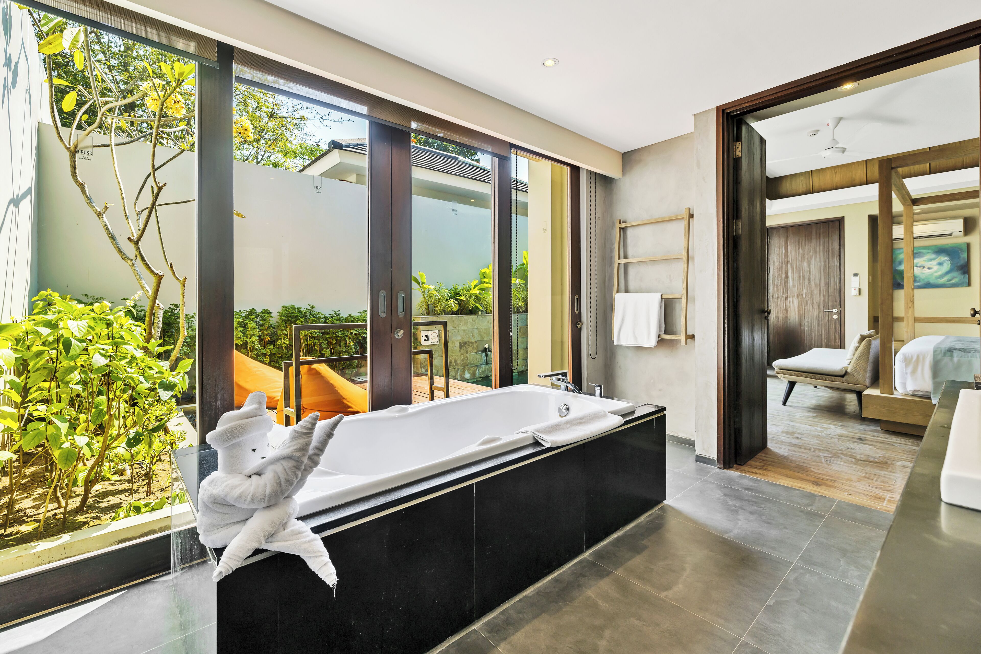 deluxe villa, 1 bedroom, private pool | bathroom | separate bathtub and shower, rainfall showerhead, free toiletries