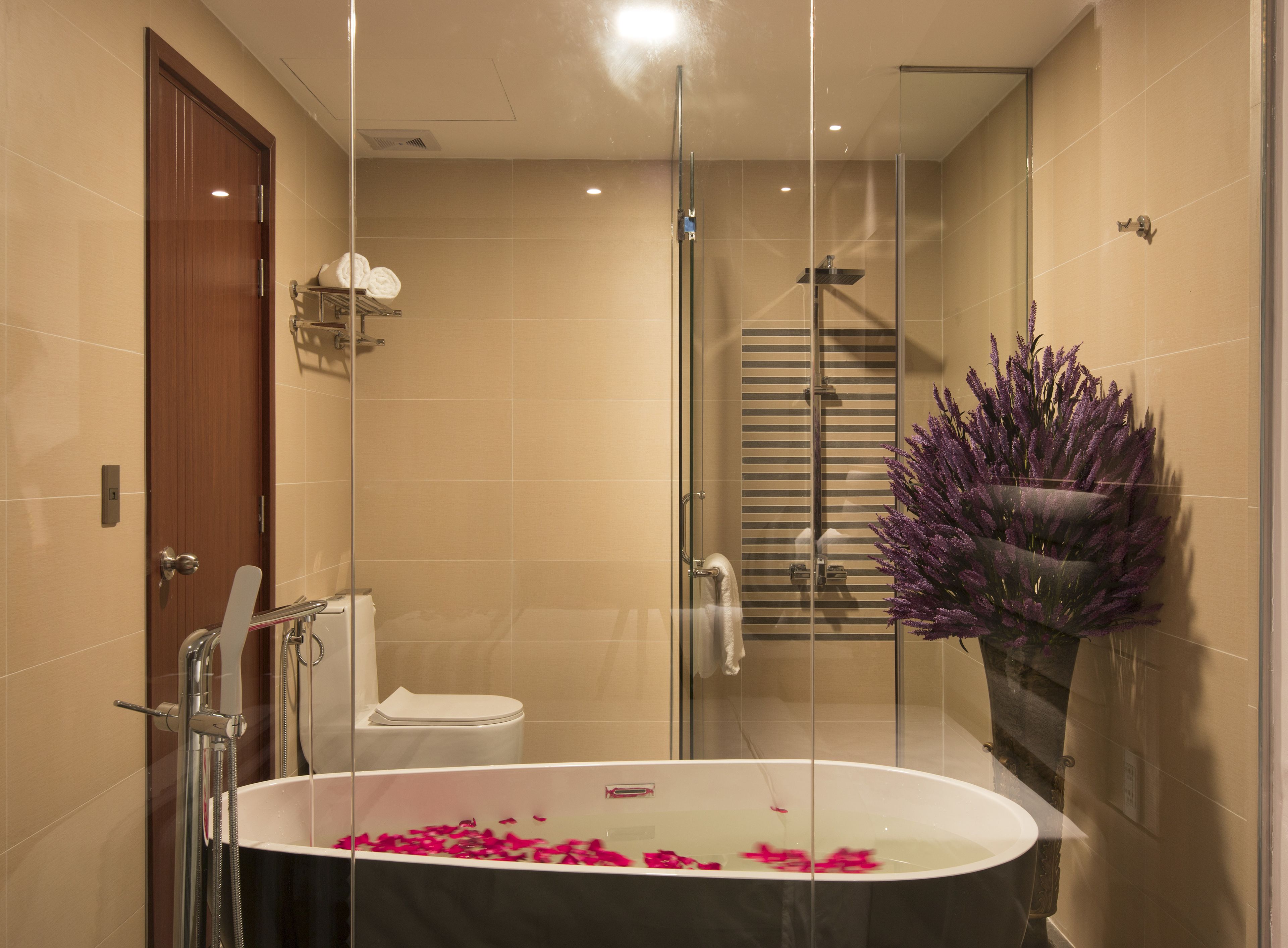 premium aiden king with balcony | bathroom | shower, free toiletries, hair dryer, slippers