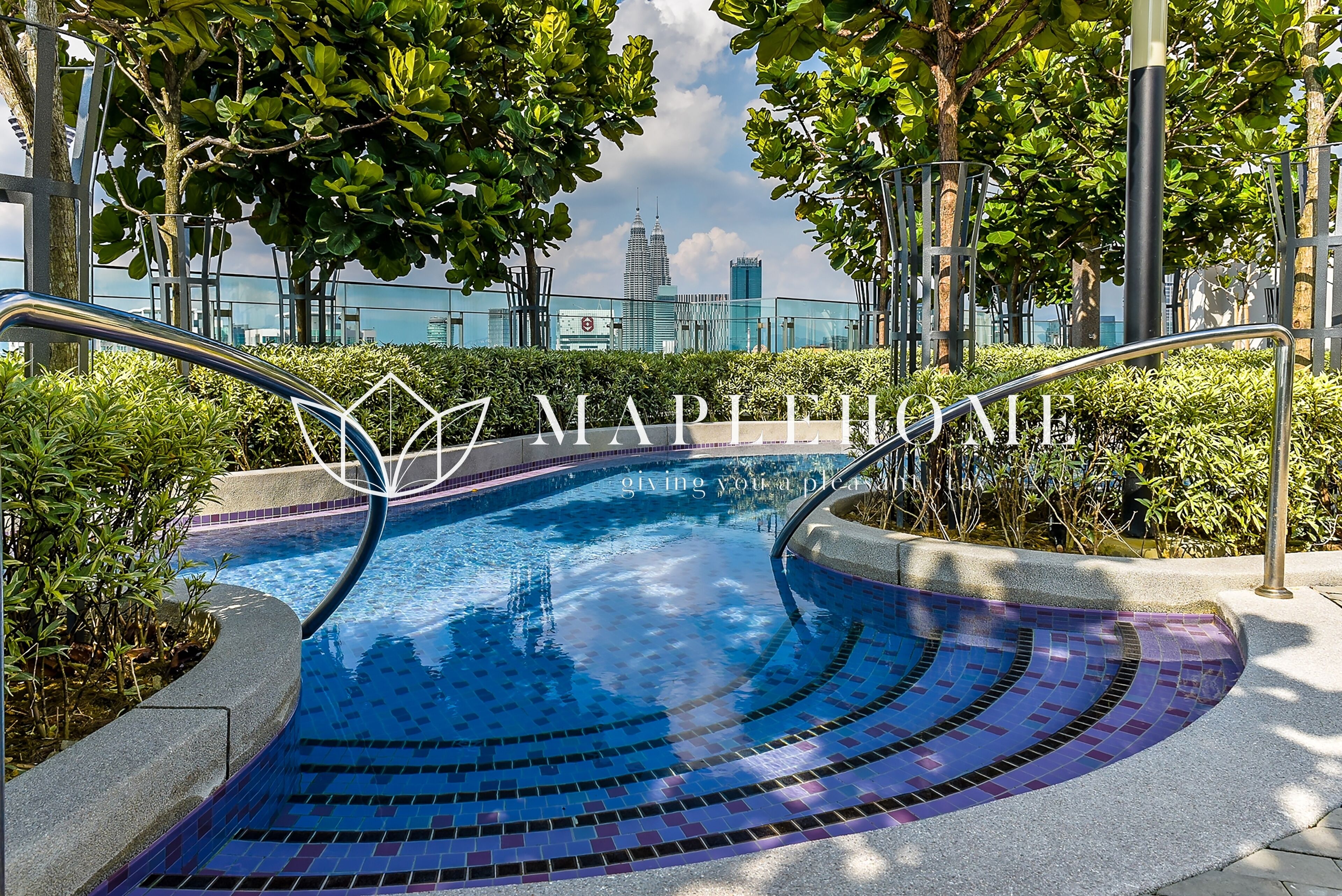 Outdoor pool, open 9:00 AM to 5:00 PM, pool umbrellas, pool loungers