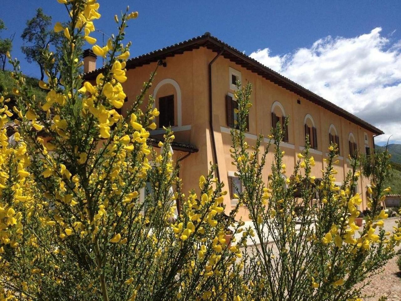 Un edifici amb façana color beix, diverses finestres i teulada de rajola vermella.