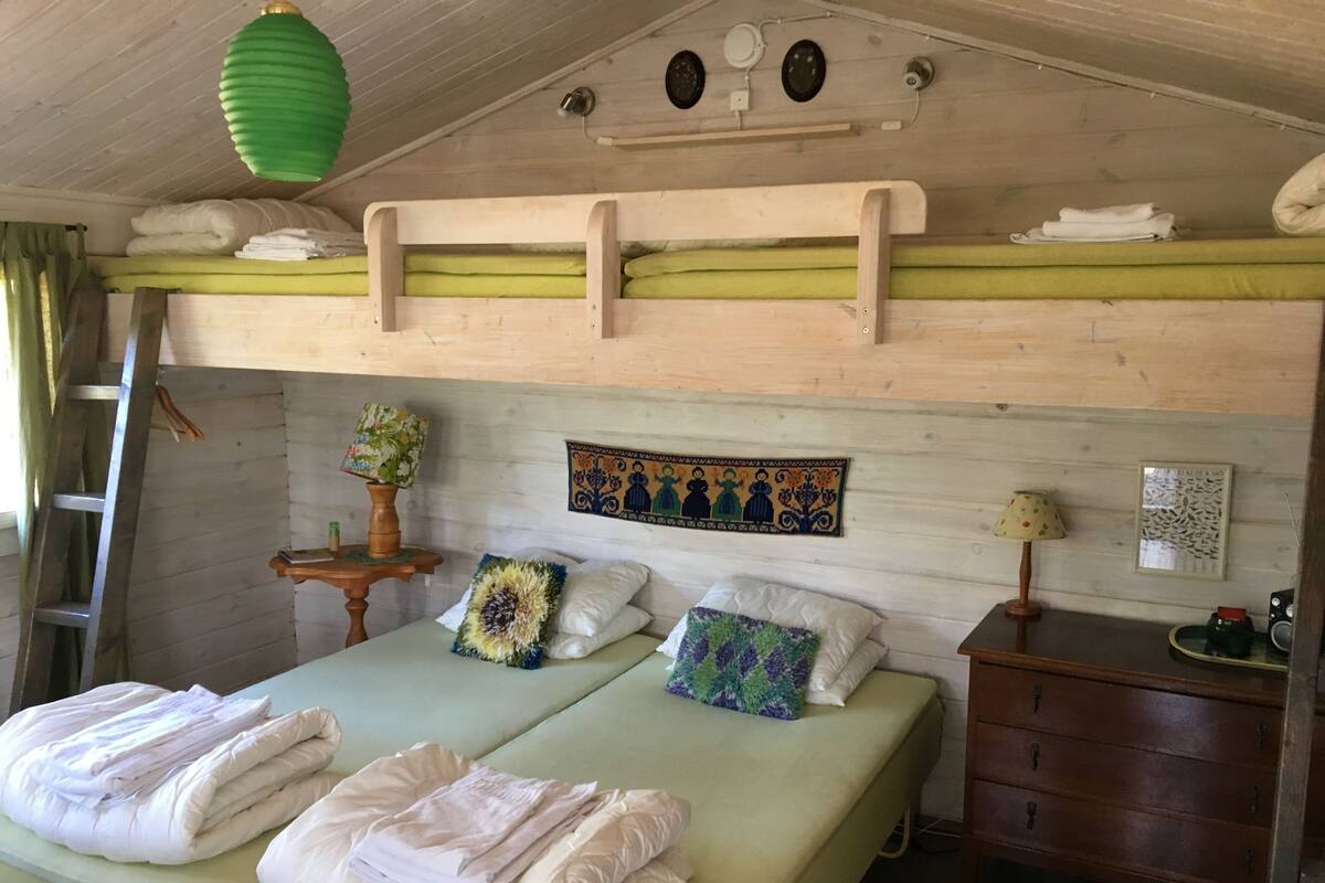 Cabin | Desk, iron/ironing board (on request), individually decorated