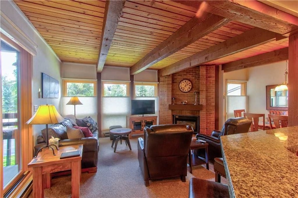 TV, fireplace