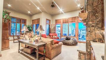 Flat-screen TV, fireplace, offices, printers