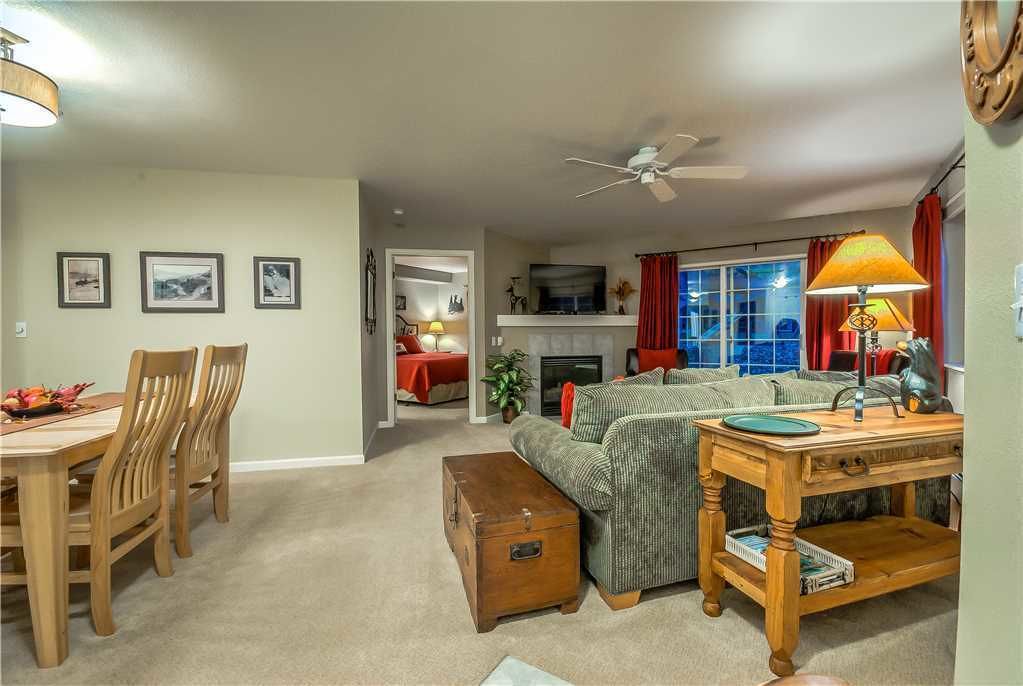 Flat-screen TV, fireplace