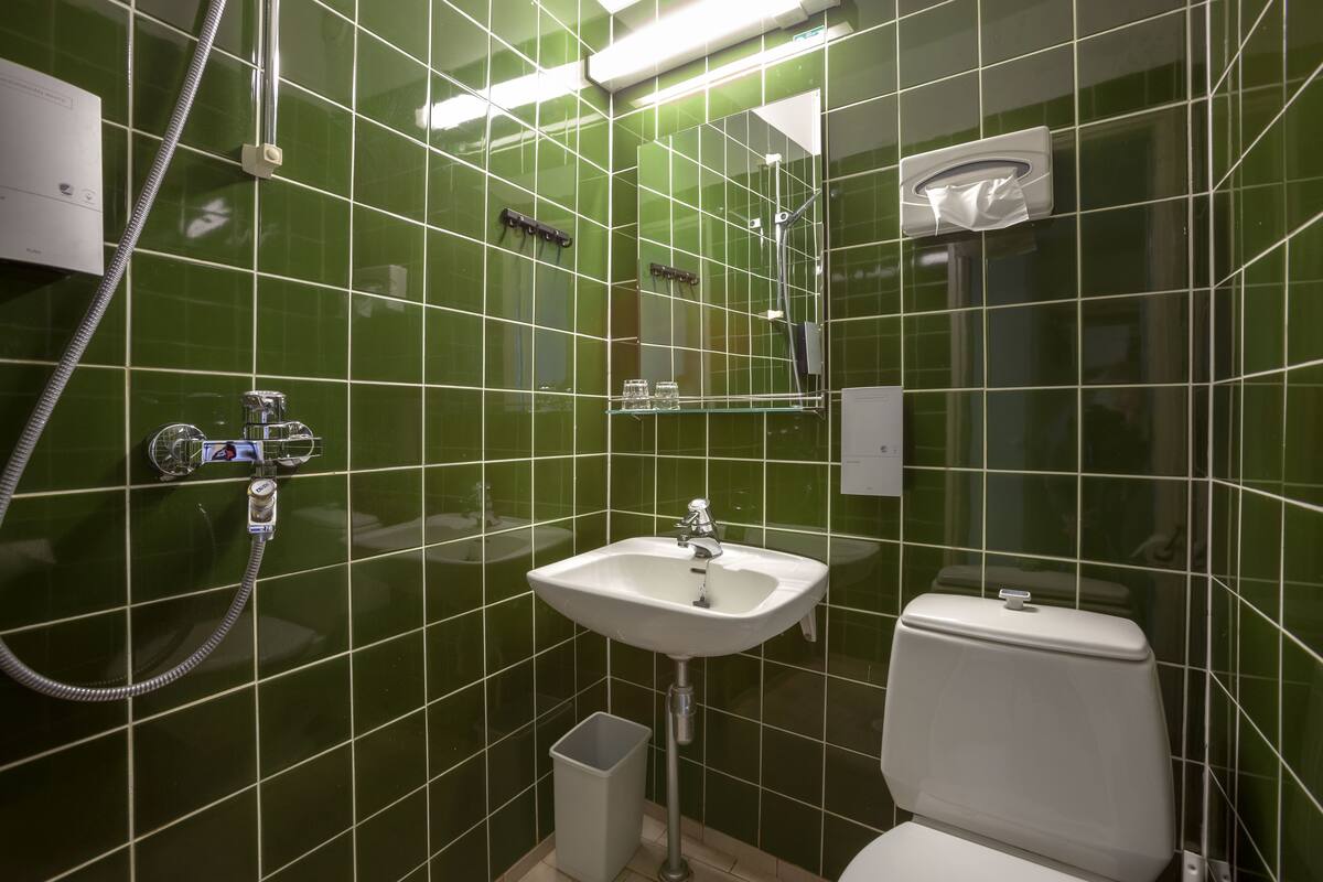 economy single room, 1 single bed, non smoking | bathroom | shower, towels