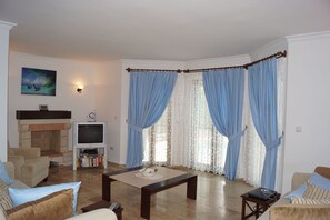 Villa, 3 Bedrooms | Living room | TV, fireplace, DVD player - Pinewoods Villa (Fethiye)