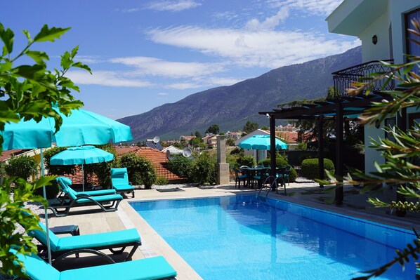 Seasonal outdoor pool, free cabanas, pool umbrellas - Pinewoods Villa (Fethiye)
