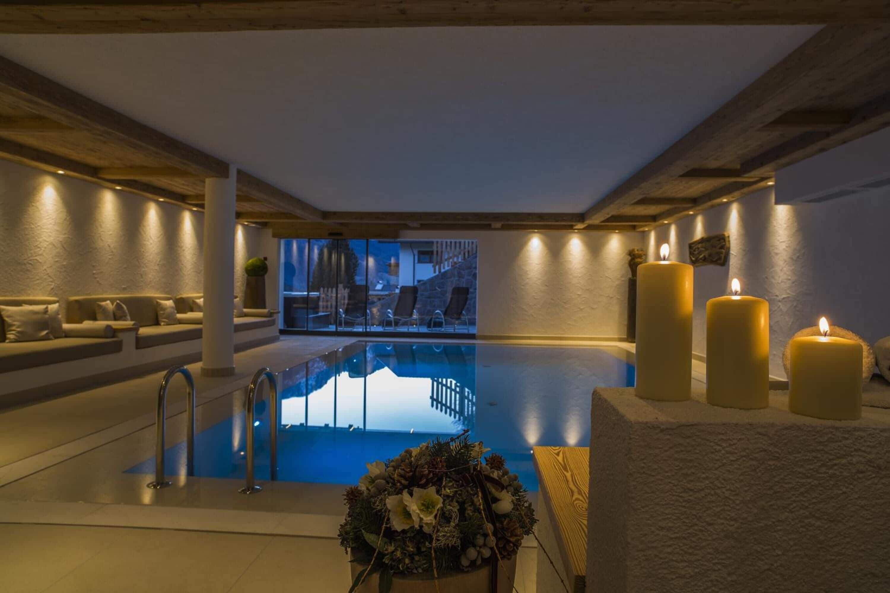 Indoor pool, open 8 AM to 8 PM, sun loungers