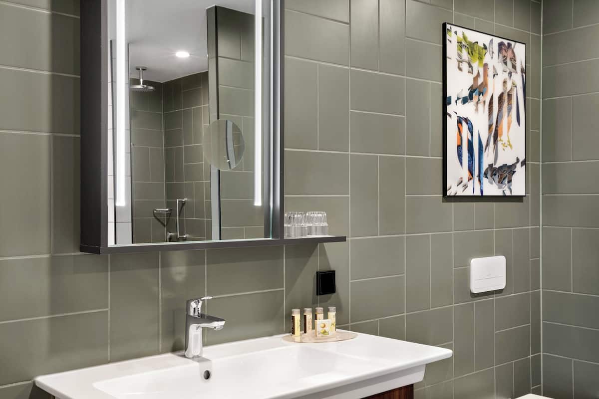 free toiletries, hair dryer, towels, soap