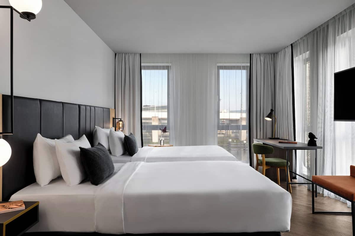 Deluxe Room, 2 Double Beds, Non Smoking | Minibar, in-room safe, desk, blackout curtains