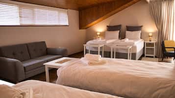Family Room | Egyptian cotton sheets, premium bedding, in-room safe, blackout drapes