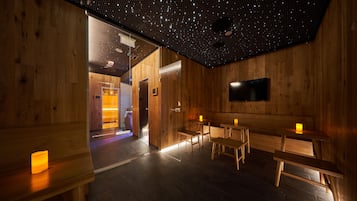 Sauna, bañera de hidromasaje, baño turco, masajes con piedras calientes