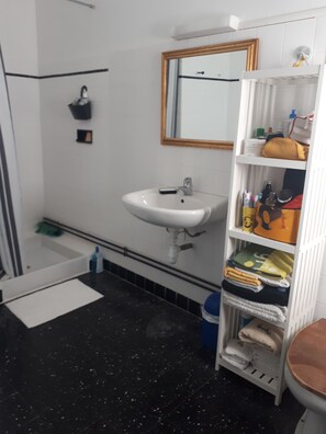 Habitación doble estándar, para no fumadores | Baño | Regadera, amenidades de baño gratuitas, secadora de cabello, toallas