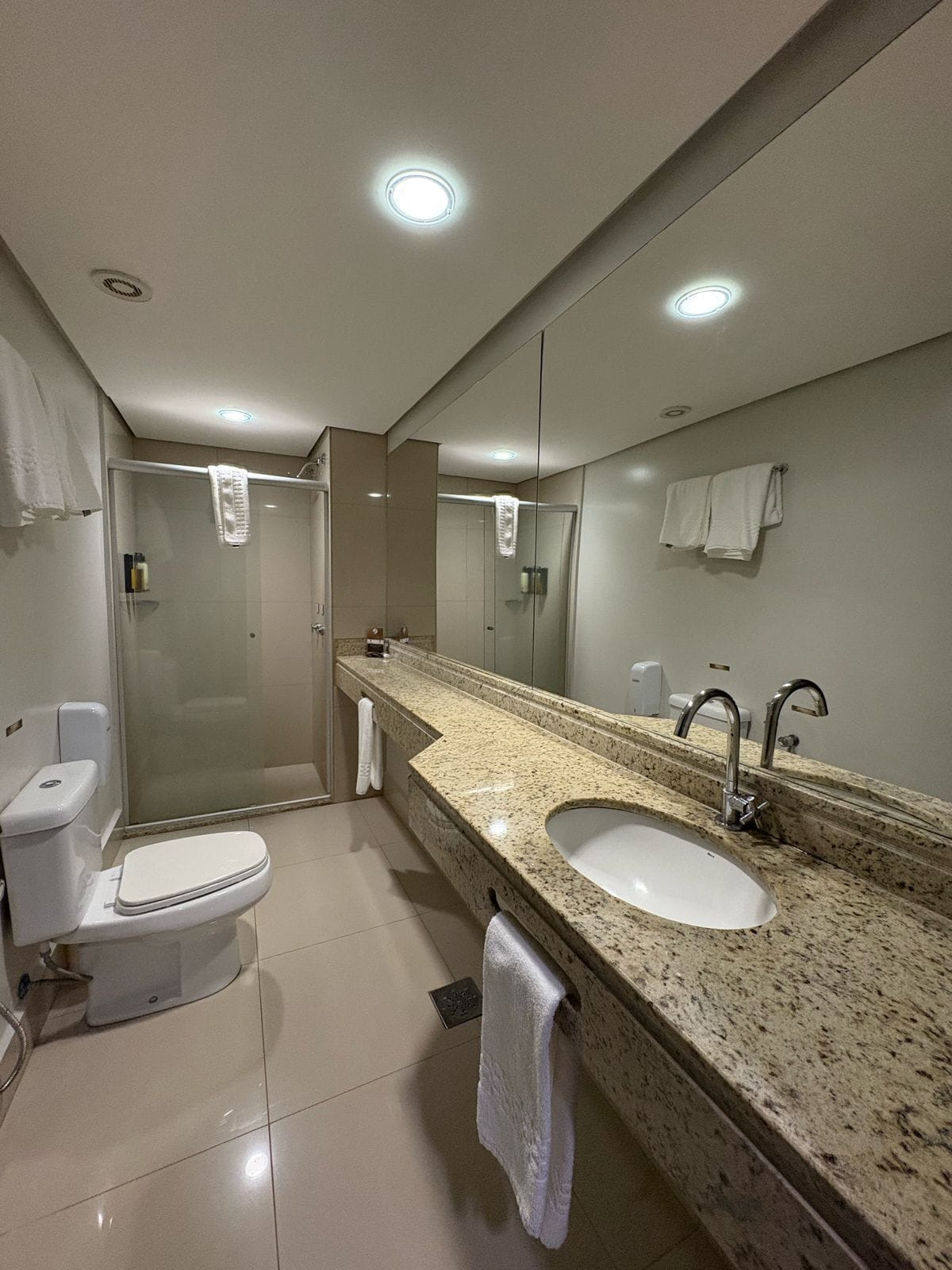 shower, free toiletries, towels