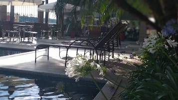 Outdoor pool, sun loungers