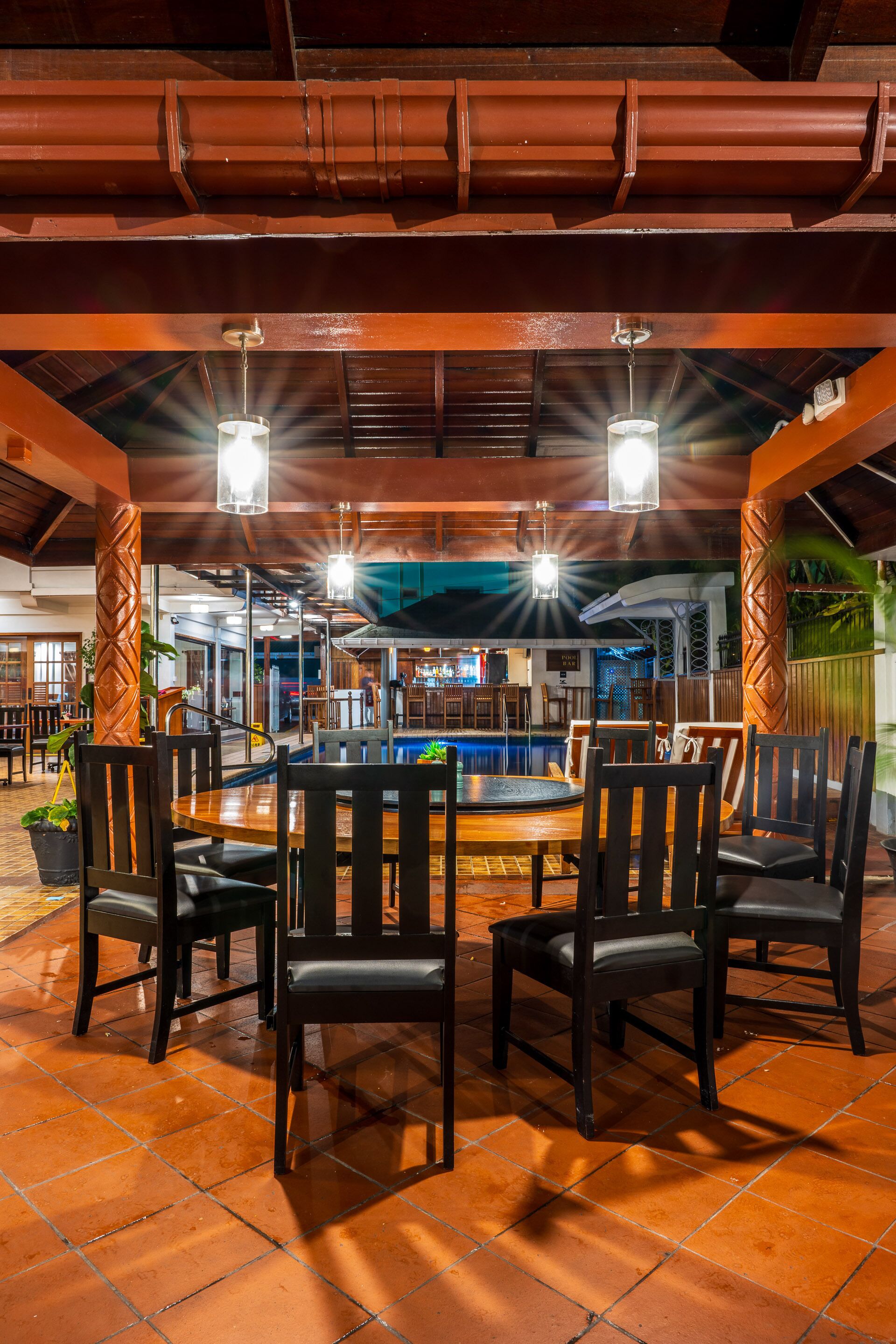 breakfast, lunch, dinner served; american cuisine, pool views