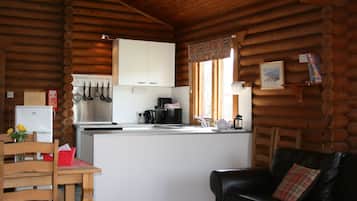 Basic Cabin, Multiple Beds, Non Smoking | Private kitchen | Full-sized fridge, microwave, oven, stovetop