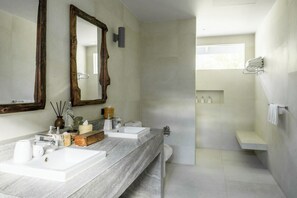 Bay View - Beachfront | Bathroom | Shower, free toiletries, hair dryer, bathrobes - The Cove Phuket  (Wichit)