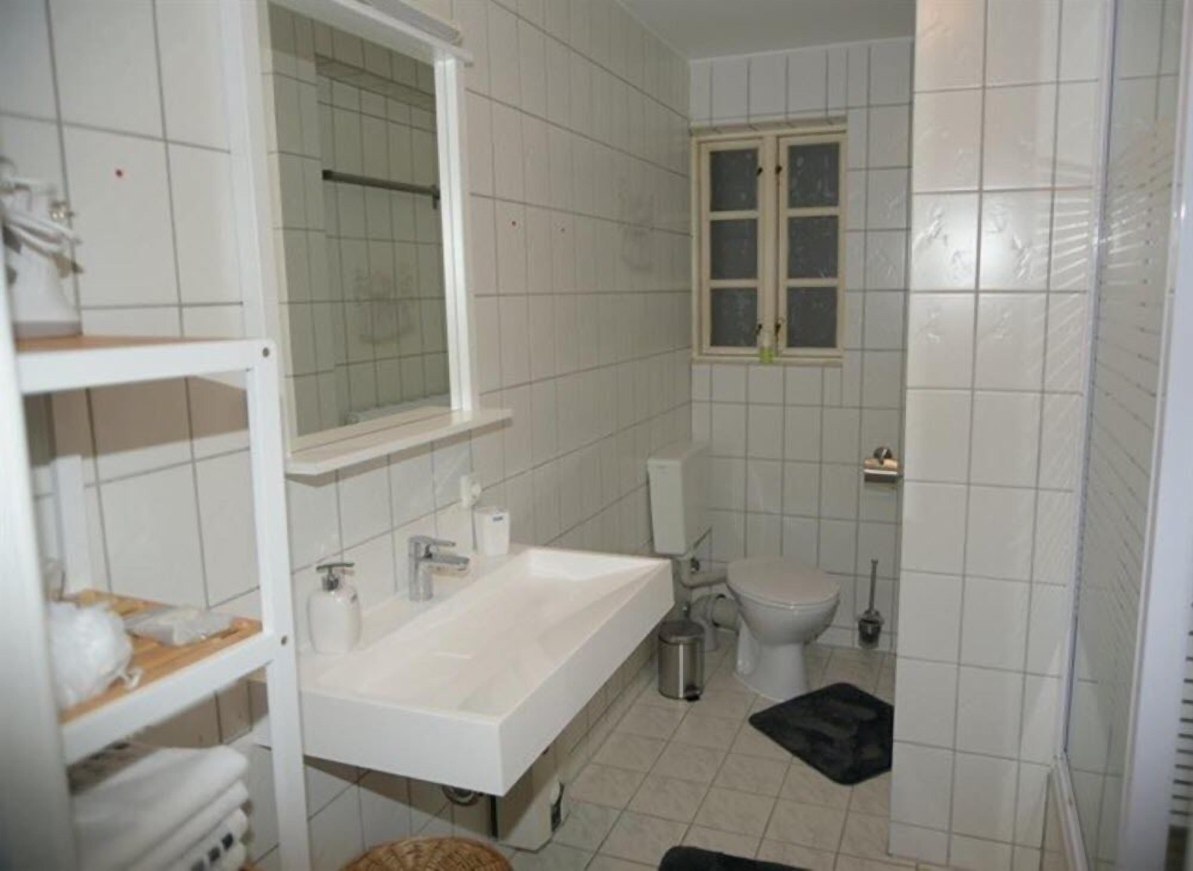Shower, slippers, towels