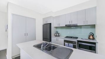 Comfort Apartment, 2 Bedrooms, 2 Bathrooms | Private kitchen | Full-sized fridge, microwave, oven, stovetop
