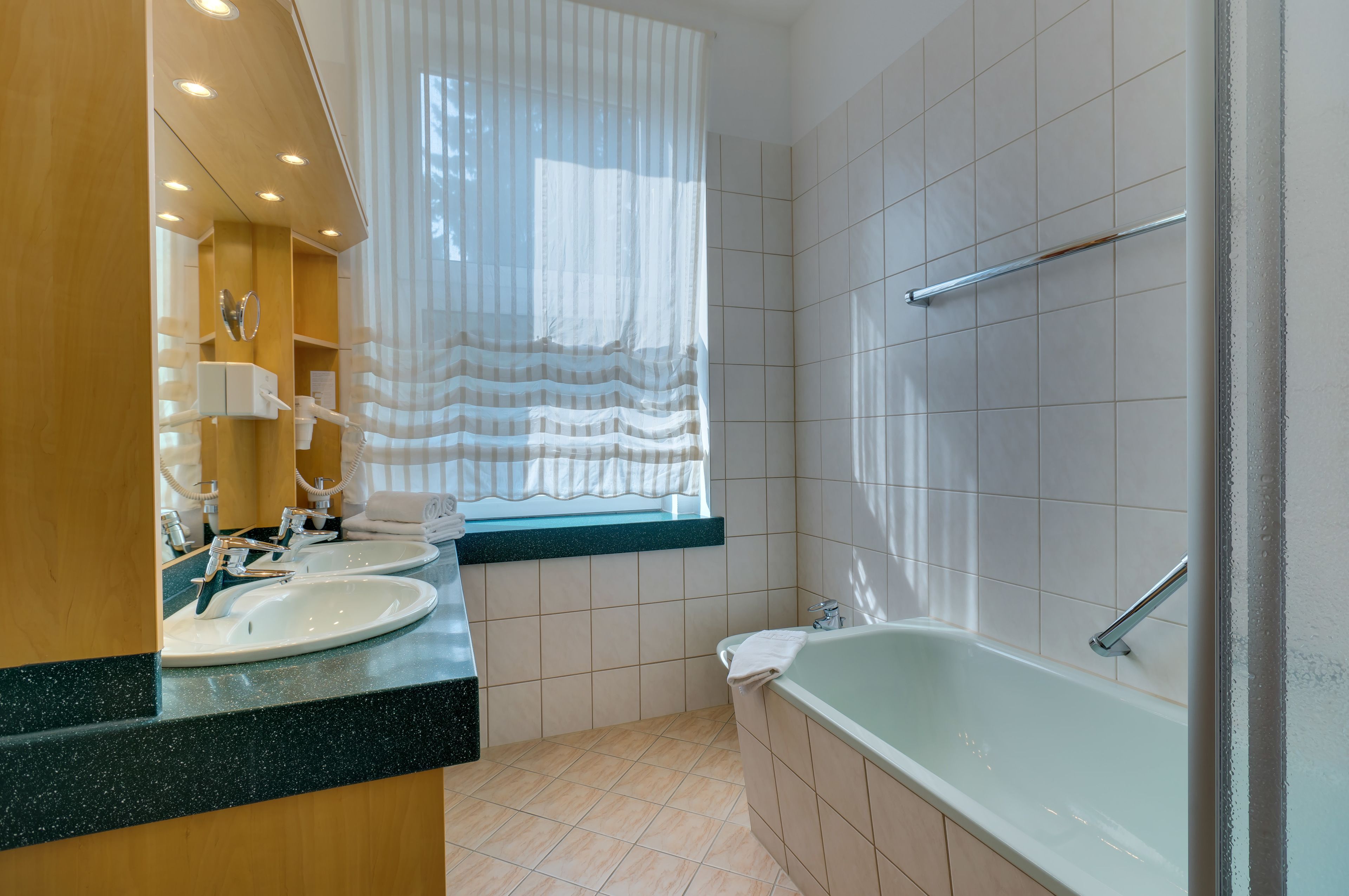 double room | bathroom | hair dryer, bathrobes, towels