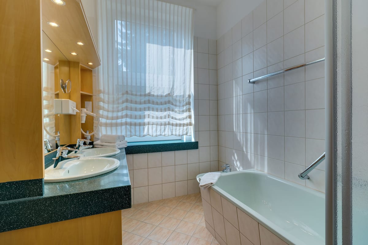 double room | bathroom | hair dryer, bathrobes, towels