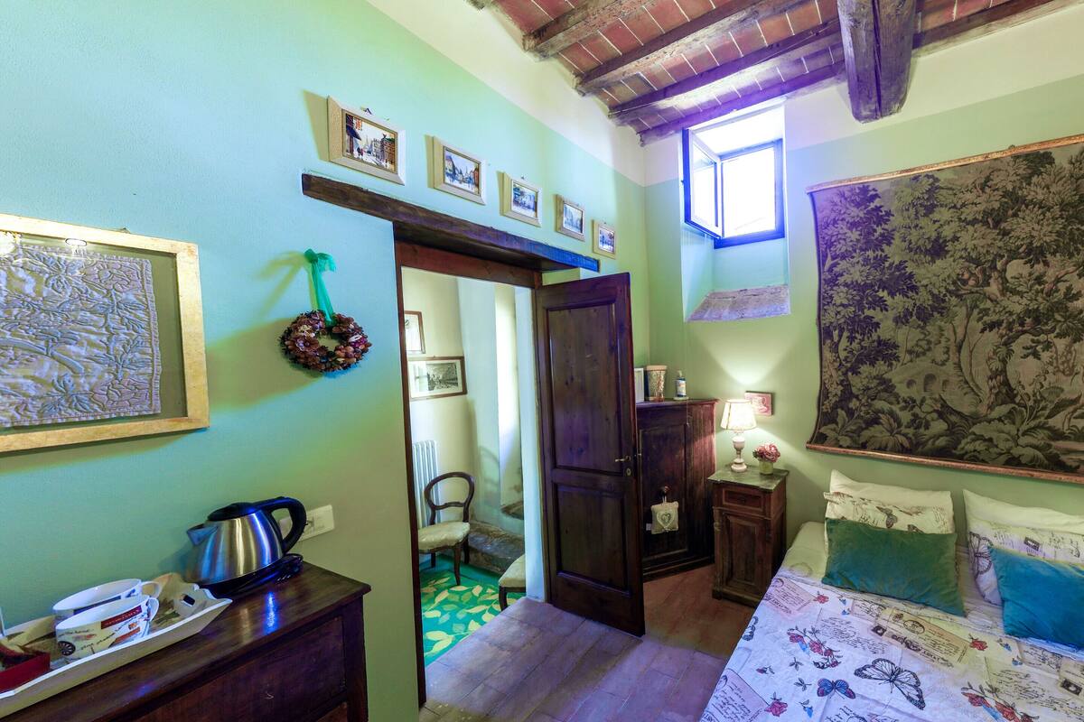 Kamer, 1 twee- of 2 eenpersoonsbedden, privébadkamer | 1 slaapkamer, donzen dekbedden, een bureau, een strijkplank/strijkijzer