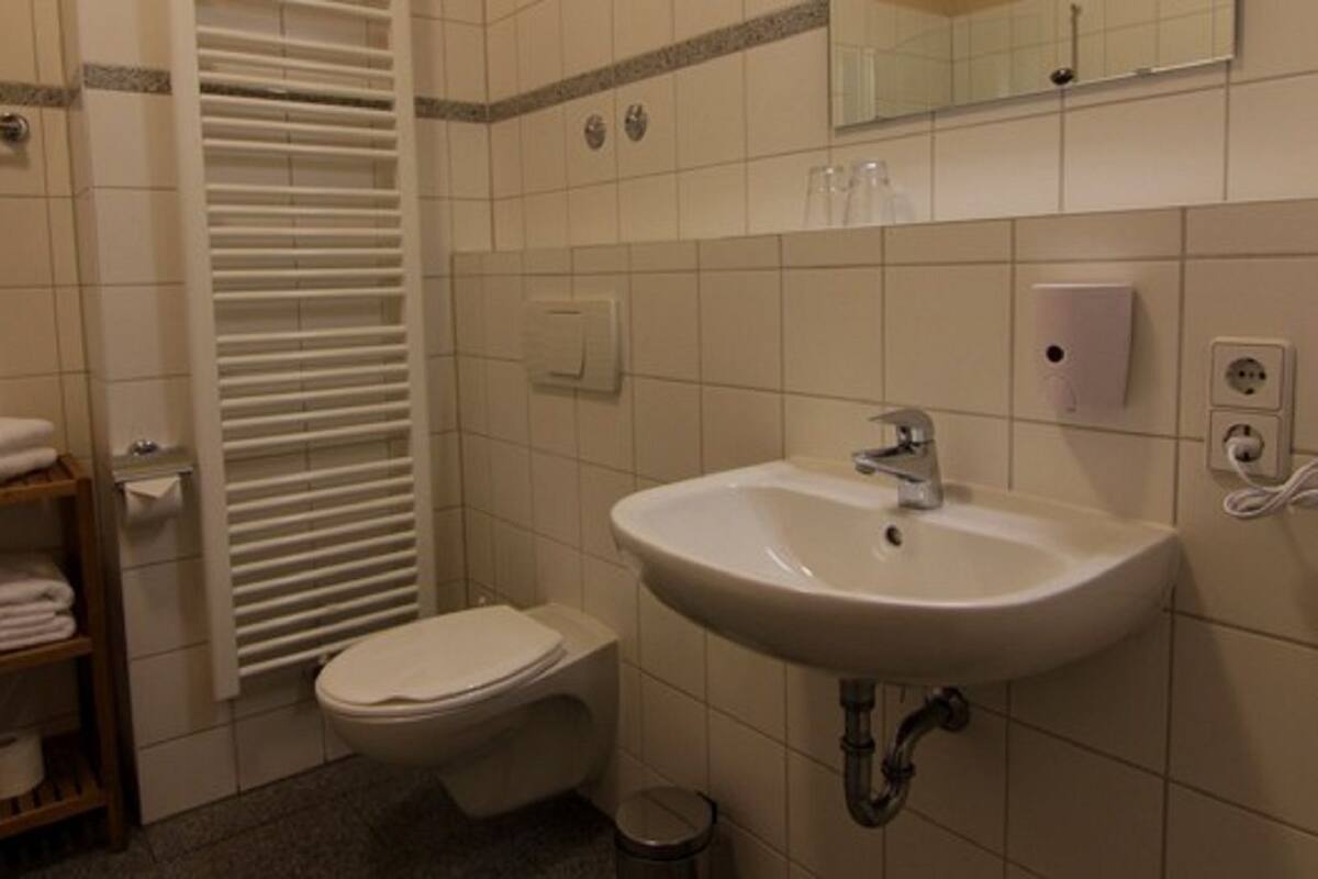 free toiletries, hair dryer, towels