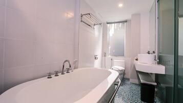 Free toiletries, hair dryer, bidet, towels