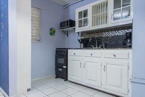 Departamento, 1 cama Queen size y sofá cama, para no fumadores | Cocina privada | Refrigerador con congelador, microondas, horno y utensilios de cocina 