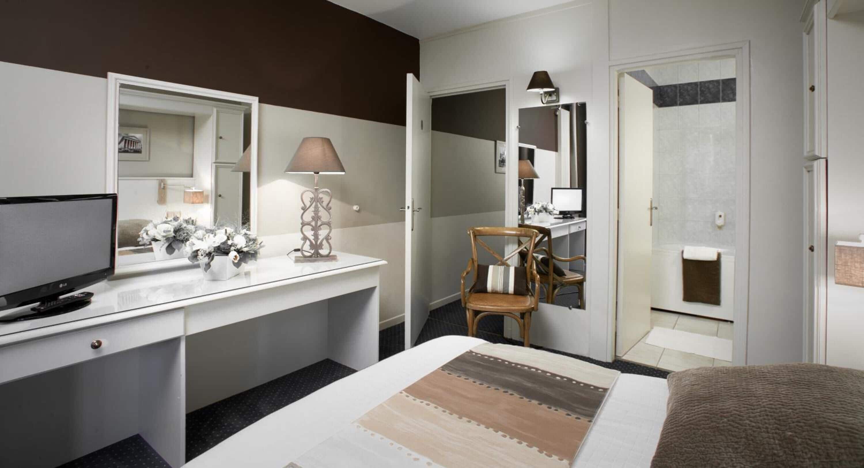 desk, blackout curtains, soundproofing, iron/ironing board