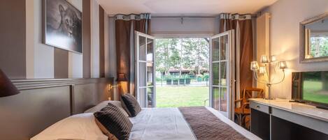 Desk, blackout drapes, soundproofing, iron/ironing board