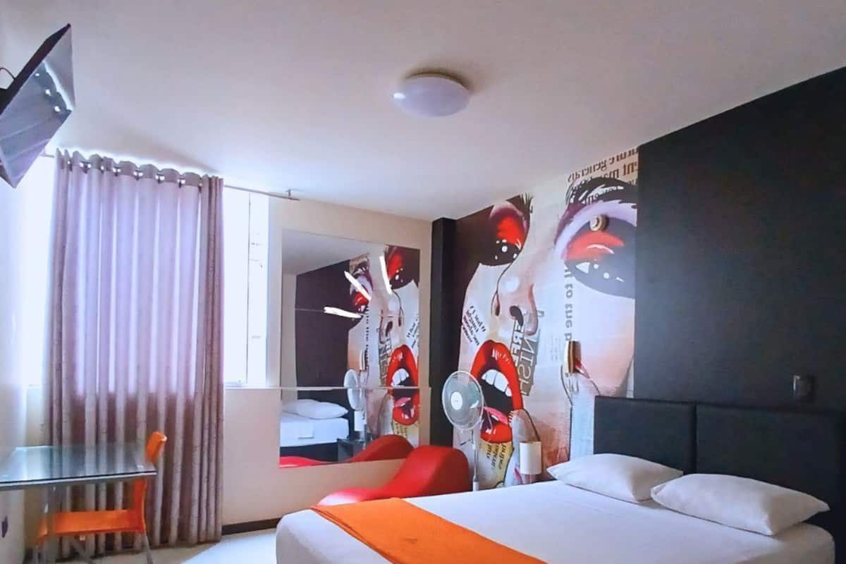 Double Room | Down duvets, desk, blackout curtains, iron/ironing board