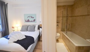 Apartment, 1 Queen-Bett und Schlafsofa, Nichtraucher | Bettwäsche aus ägyptischer Baumwolle, individuell dekoriert