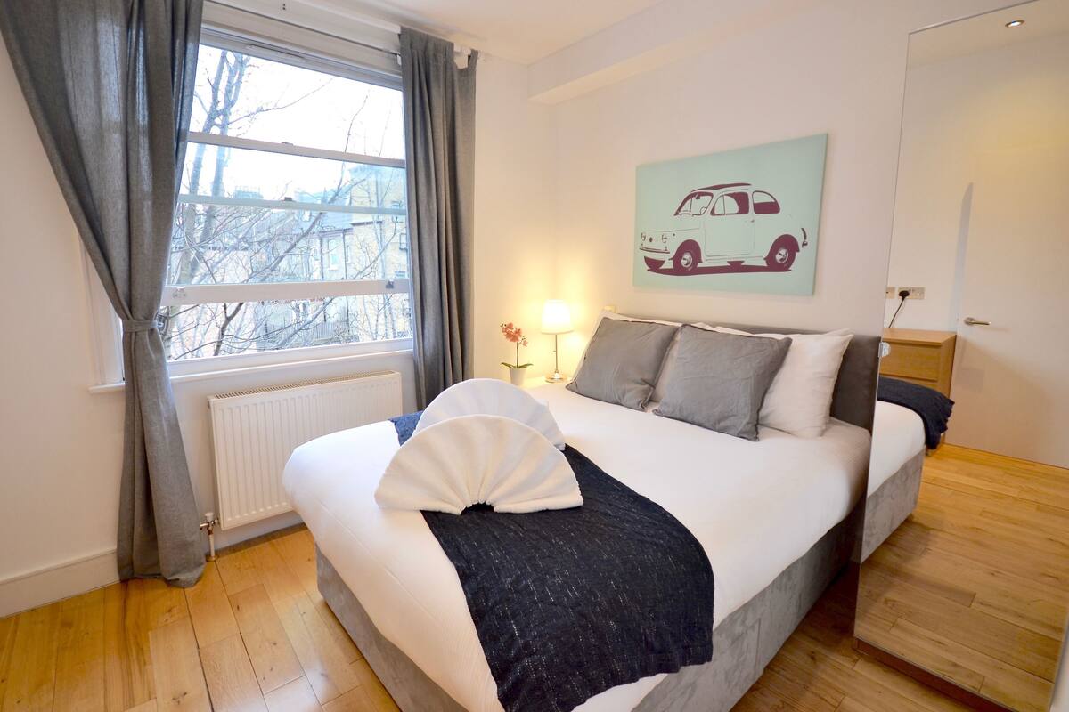 Departamento, 1 cama Queen size y sofá cama, para no fumadores | Sábanas de algodón egipcio y espacio para trabajar con laptop 